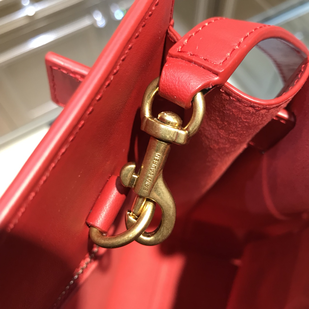 Saint Laurent Sac De Jour Smooth Calfskin Handbag Shoulder Bag Red 378299 Gold